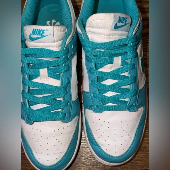 Nike Dunk Low Next Nature Shoes White and Turquoise Sz 9 - Picture 2 of 7
